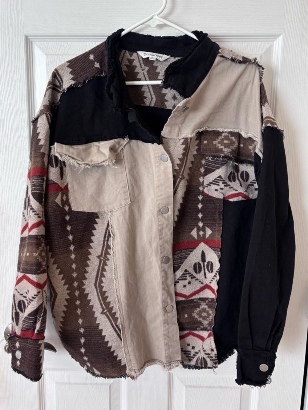 Davi & Dani Long Sleeve Button Down Western /Aztec Print